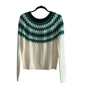 Draper James Women's Fair Isle Sweater Green White Size Medium